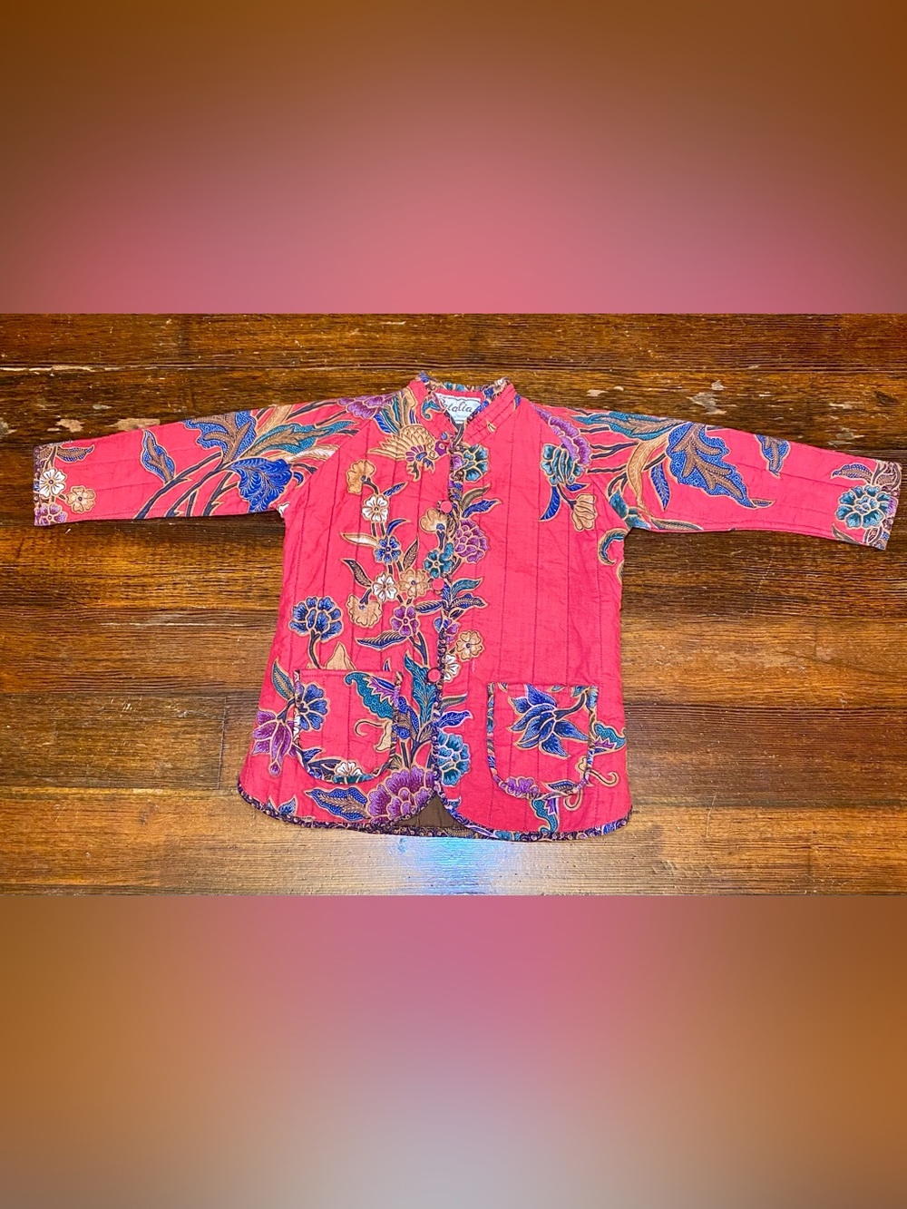 EUC True Vintage Made in Indonesia Floral Cotton Quilted Button Front Jacket